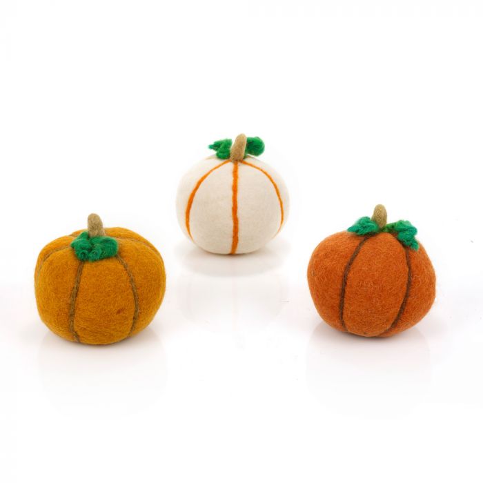 Medium Felt Pumpkins White, Orange and Dark Orange options. 