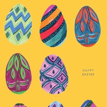 Happy Easter Patterned Egg Greetings Card - HCWB195 - Uneeka