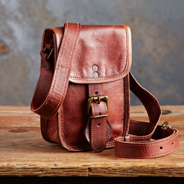 Mini Leather Messenger Bag - HIMM-BR - Uneeka