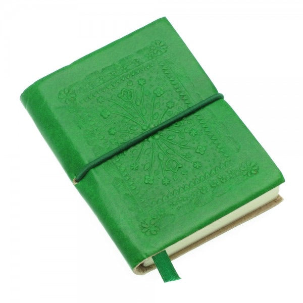 Mini Embossed Leather Notebook green