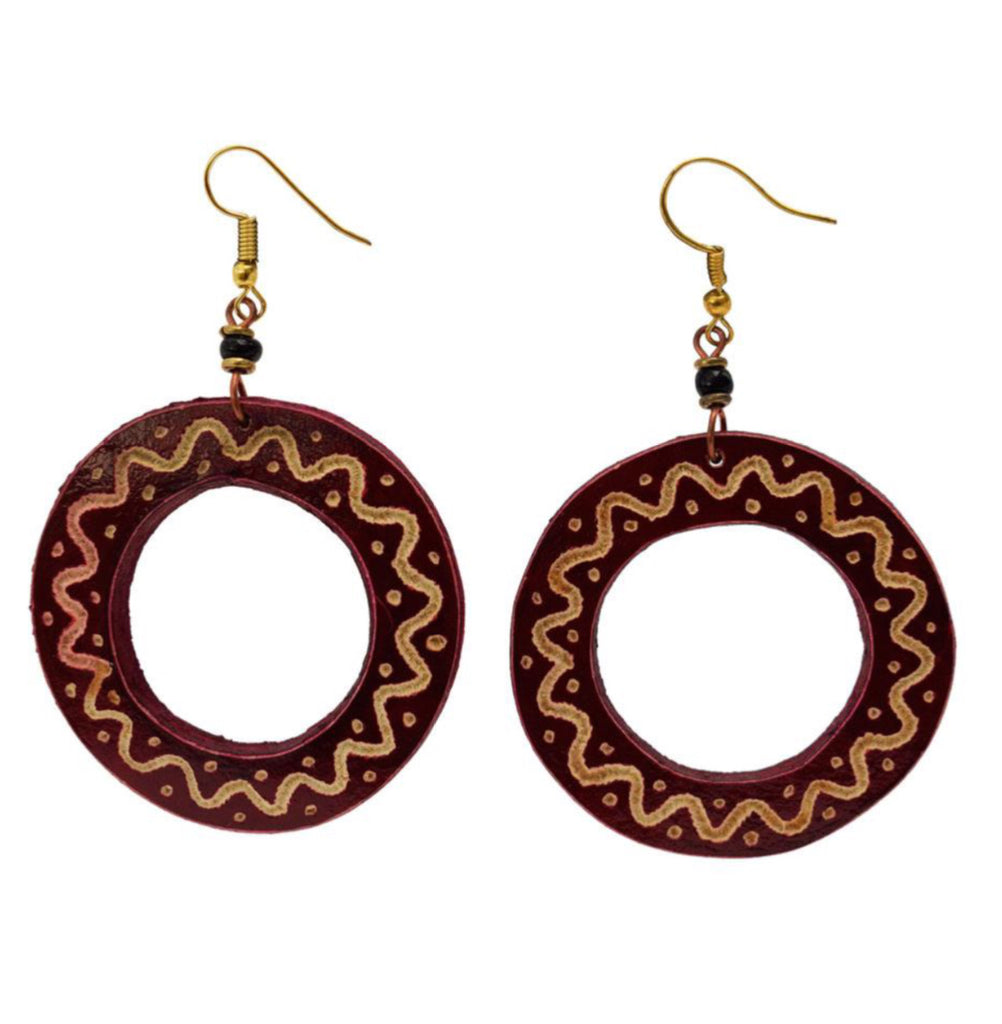 Maroon Gourd Earrings With Beads