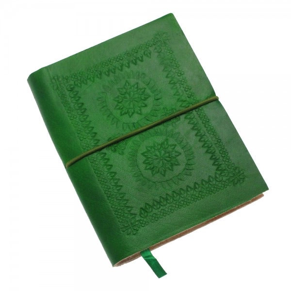 Medium Leather Embossed Notebook green