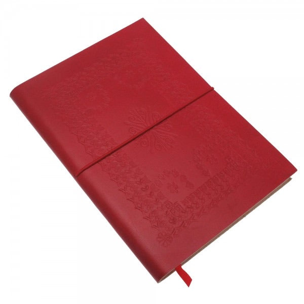 Large Leather Embossed Notebook red
