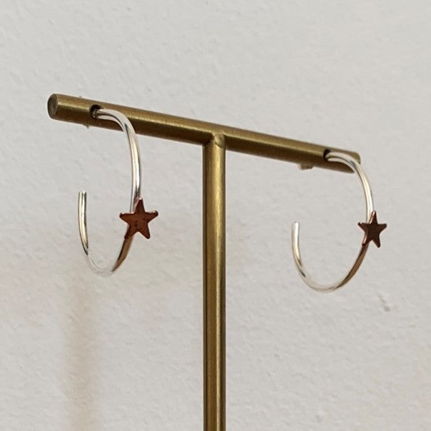 Accent Hoops in Silver with Star Accent