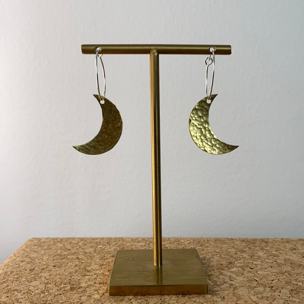 Large Assorted Shape Brass Earrings Moon