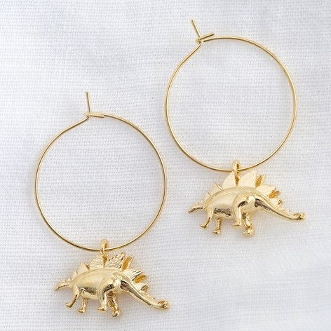 Gold Stegosaurus Dinosaur Hoop Earrings Lisa Angel