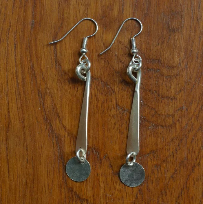 Silver Plated Petal & Disc Earrings
