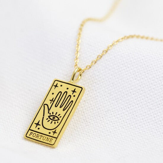 ‘Fortune’ Tarot Card Pendant Necklace Gold Lisa Angel