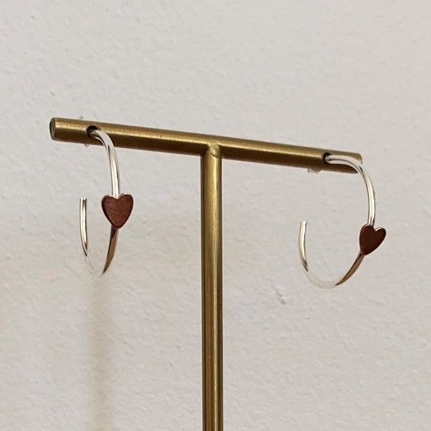Accent Hoops in Silver with Heart accent