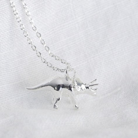 Silver Triceratops Dinosaur Necklace Lisa Angel