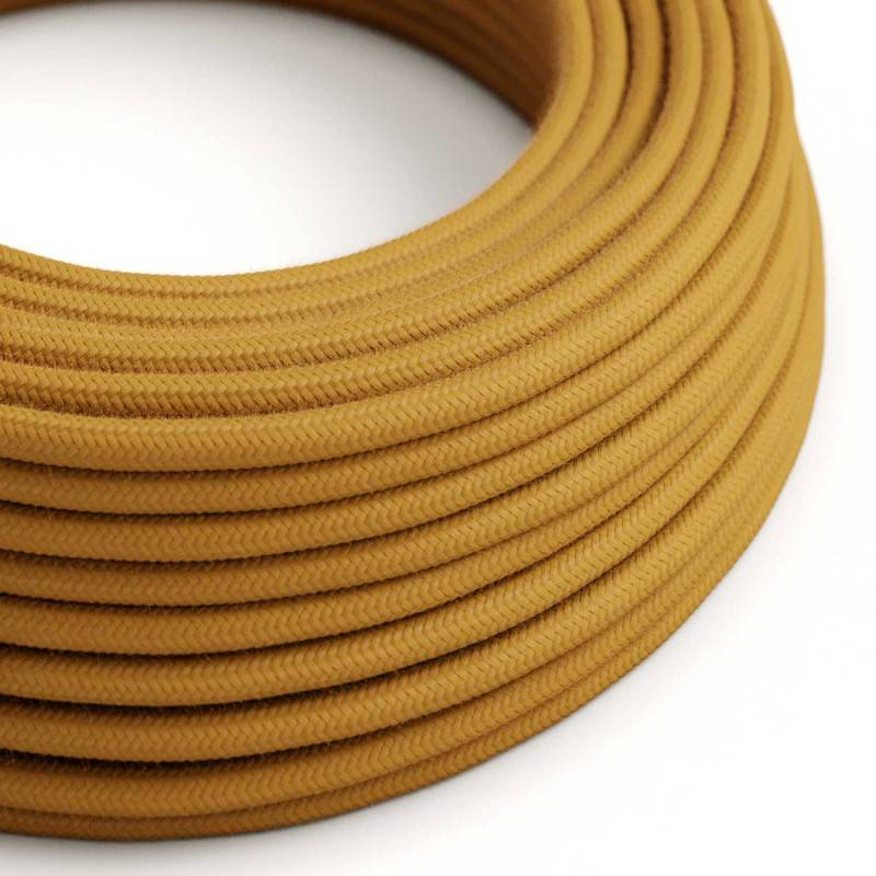 Round 3 Core Electric Cable Covered with Cotton in Golden Honey