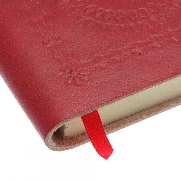 Mini Embossed Leather Notebook red detail