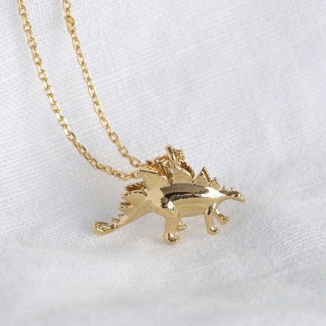 Gold Stegosaurus Dinosaur Necklace Lisa Angel