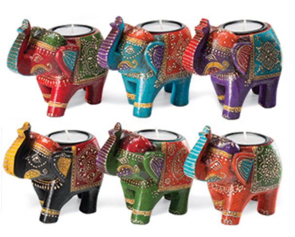 Hand Painted Indian Elephant Tealight Holder