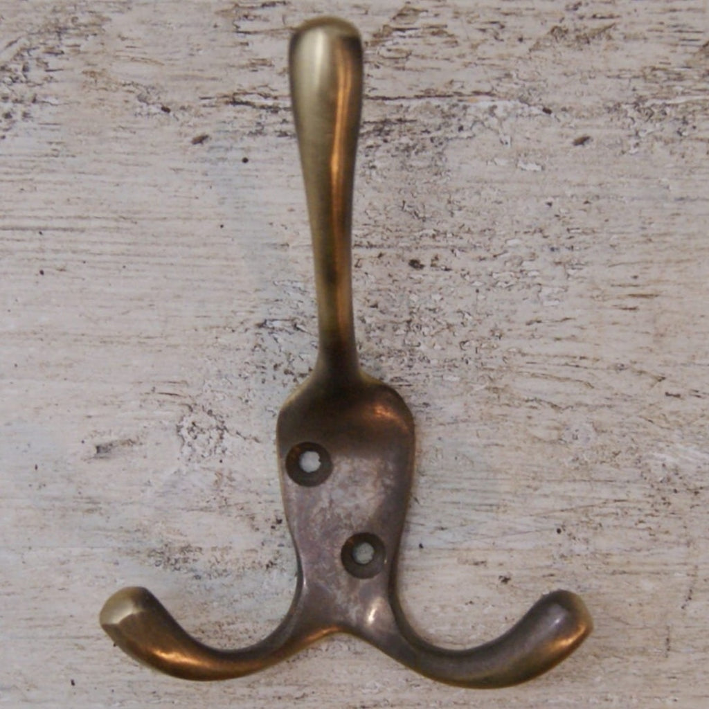 Antique Solid Brass Triple Coat Hook