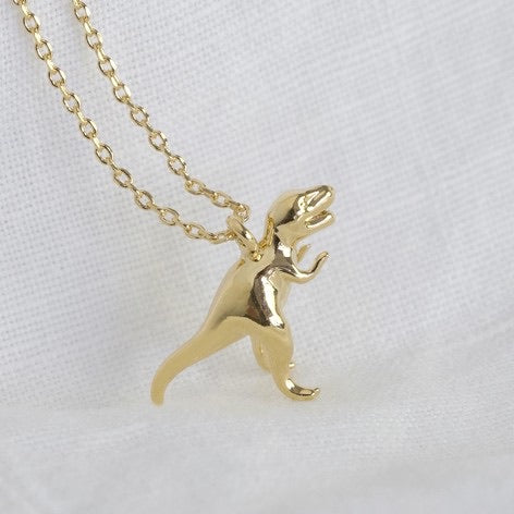 T-Rex Dinosaur Necklace Gold Lisa Angel