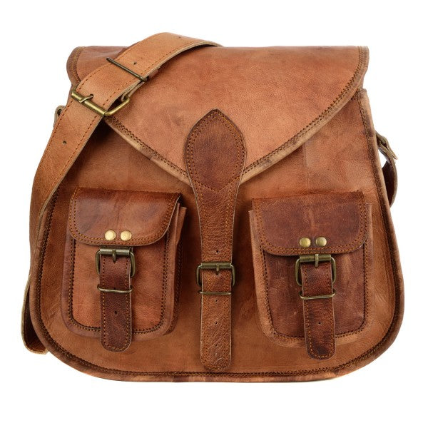 Brown Leather Satchel Style Saddle Bag