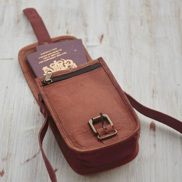 Mini Leather Messenger Bag - HIMM-BR - Uneeka