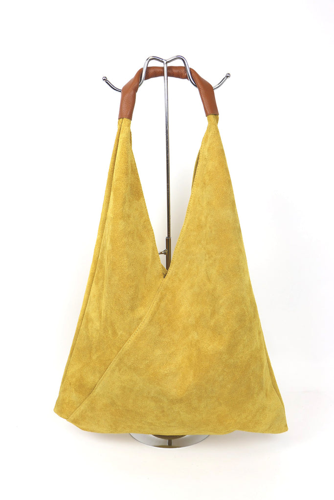 Coloured Suede Handbag Mustard