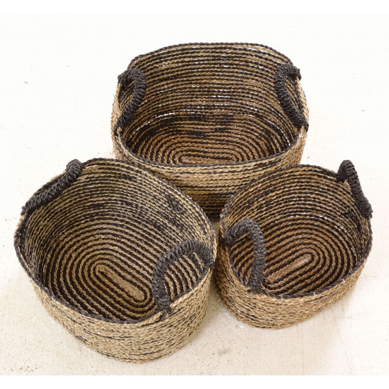 Seagrass Brown Striped Basket
