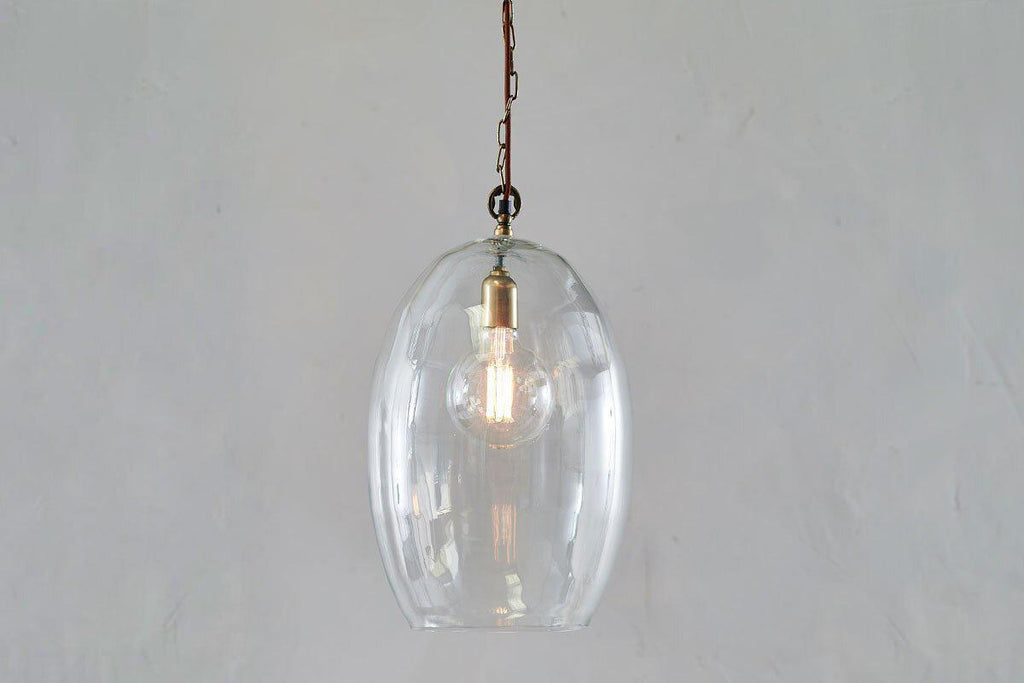 Clear Glass Oval Pendant Lamp Large