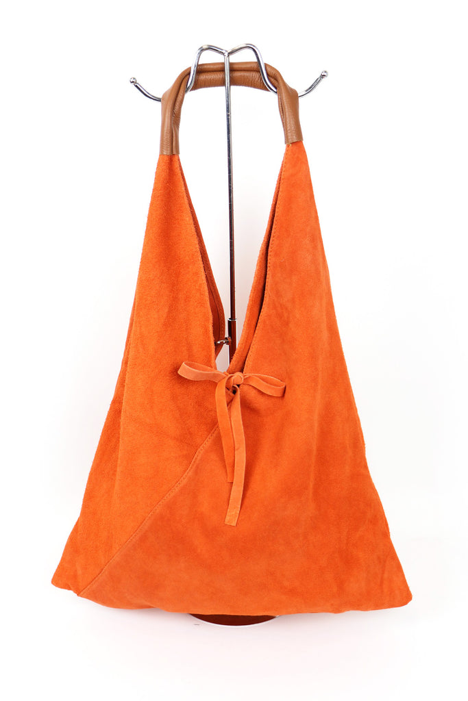 Coloured Suede Handbag Orange