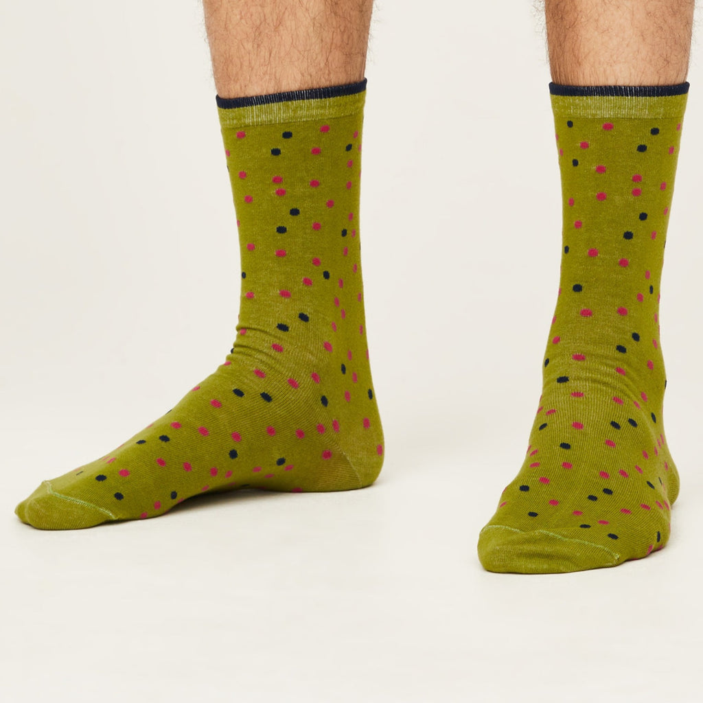 GOTS Spotty Cotton Socks green front view