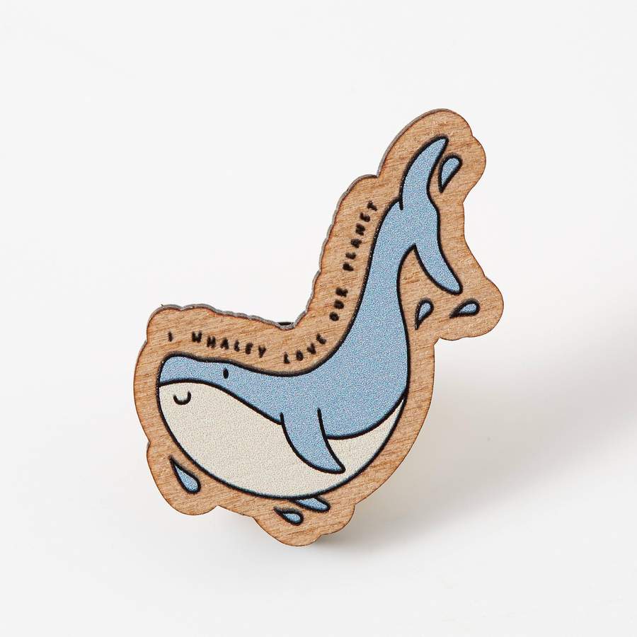 Whale Love Wooden Eco Pin