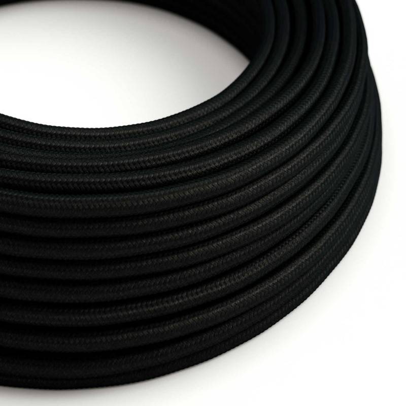 Round 3 Core Electrical Cable Covered with Rayon in Solid Black