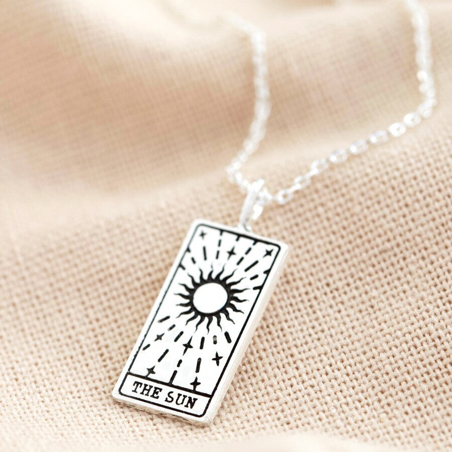 Silver 'The Sun' Tarot Card Pendant Necklace Lisa Antgel