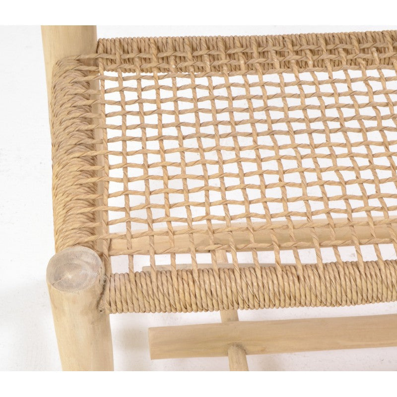 Teak branch hall stand with rattan woven bench seat