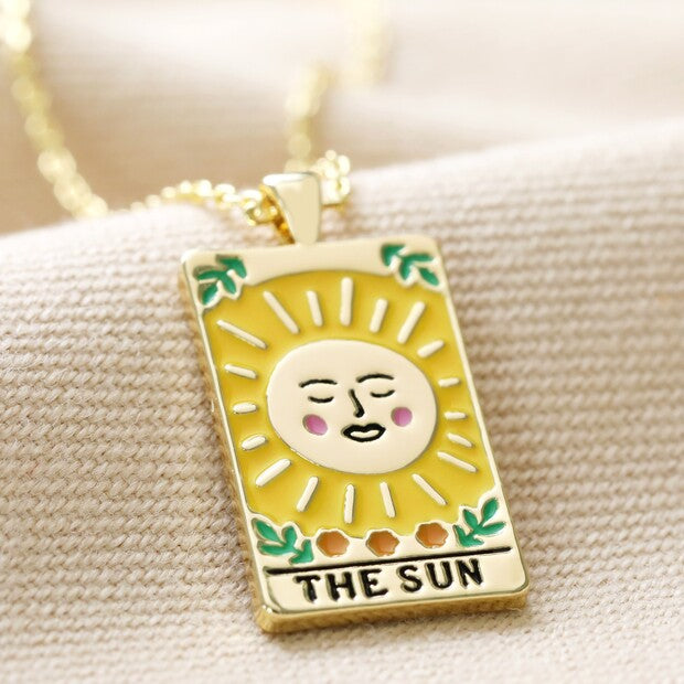 Enamel Sun Tarot Necklace Gold