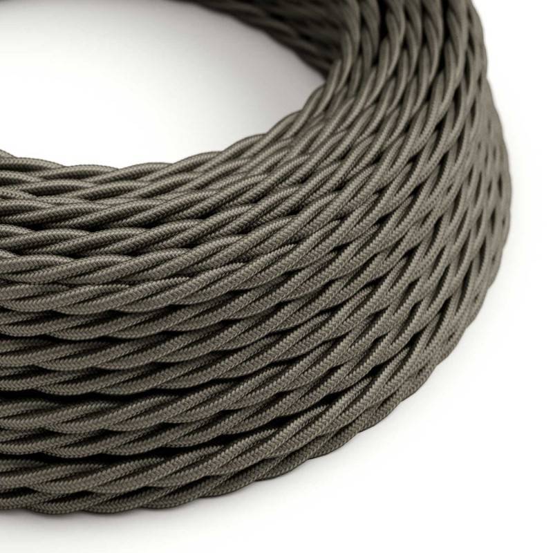 Twisted 3 Core Electrical Cable Covered with Rayon in Dark Grey