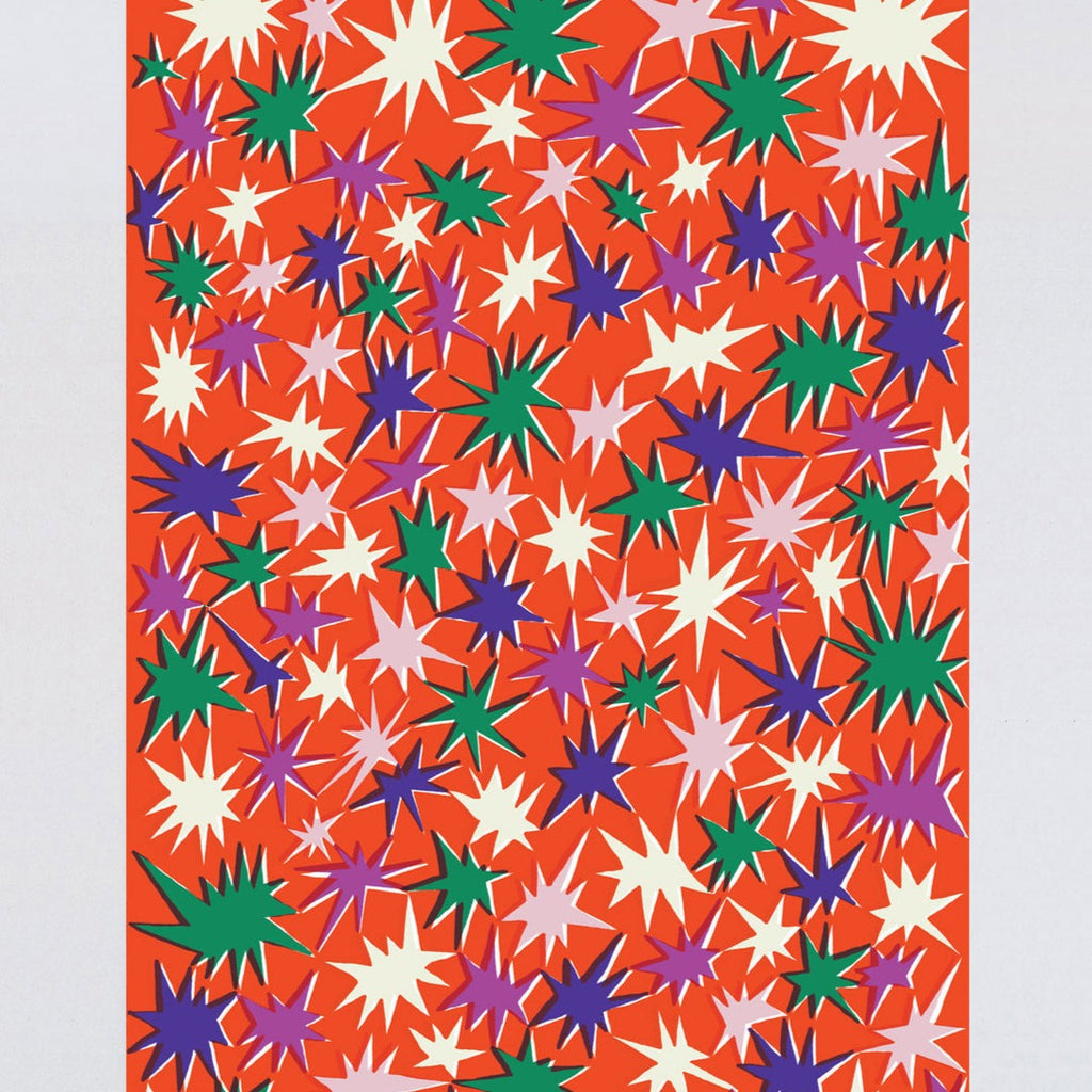 Red Colourful Stars Gift Wrap
